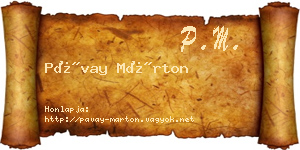 Pávay Márton névjegykártya